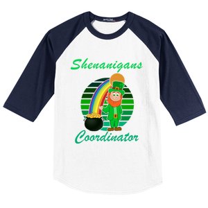 St Patricks Day Leprechaun Shenanigans Coordinator Rainbow Gift Baseball Sleeve Shirt