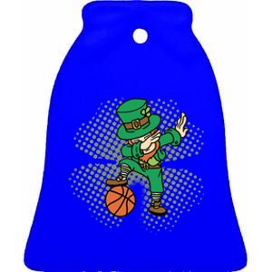 St Patricks Day Dabbing Leprechaun Lucky Clover Basketball Gift Ceramic Bell Ornament