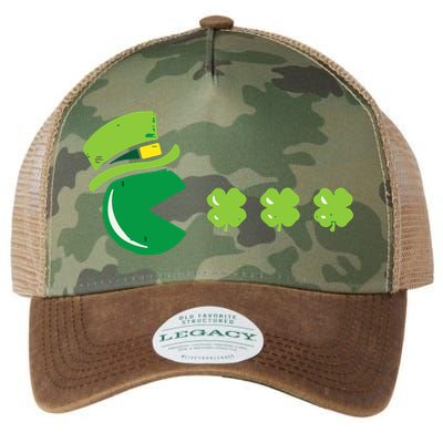 St Patricks Day Eating Shamrock Retro Gamer Legacy Tie Dye Trucker Hat