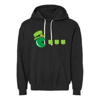 St Patricks Day Eating Shamrock Retro Gamer Garment-Dyed Fleece Hoodie