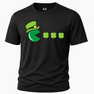 St Patricks Day Eating Shamrock Retro Gamer Performance Shirt