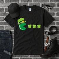 St Patricks Day Eating Shamrock Retro Gamer Tall T-Shirt