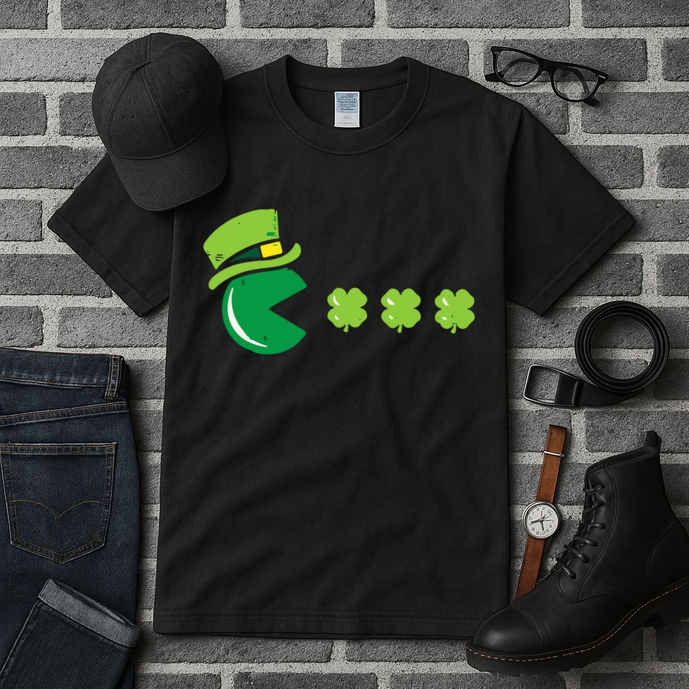 St Patricks Day Eating Shamrock Retro Gamer Tall T-Shirt