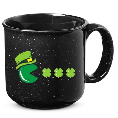St Patricks Day Eating Shamrock Retro Gamer 15oz Campfire Ceramic Mug