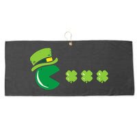 St Patricks Day Eating Shamrock Retro Gamer Large Microfiber Waffle Golf Towel
