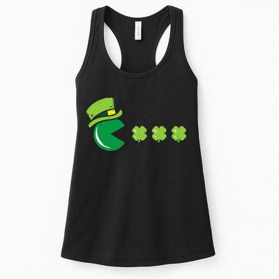 St Patricks Day Eating Shamrock Retro Gamer Womens Tank Top