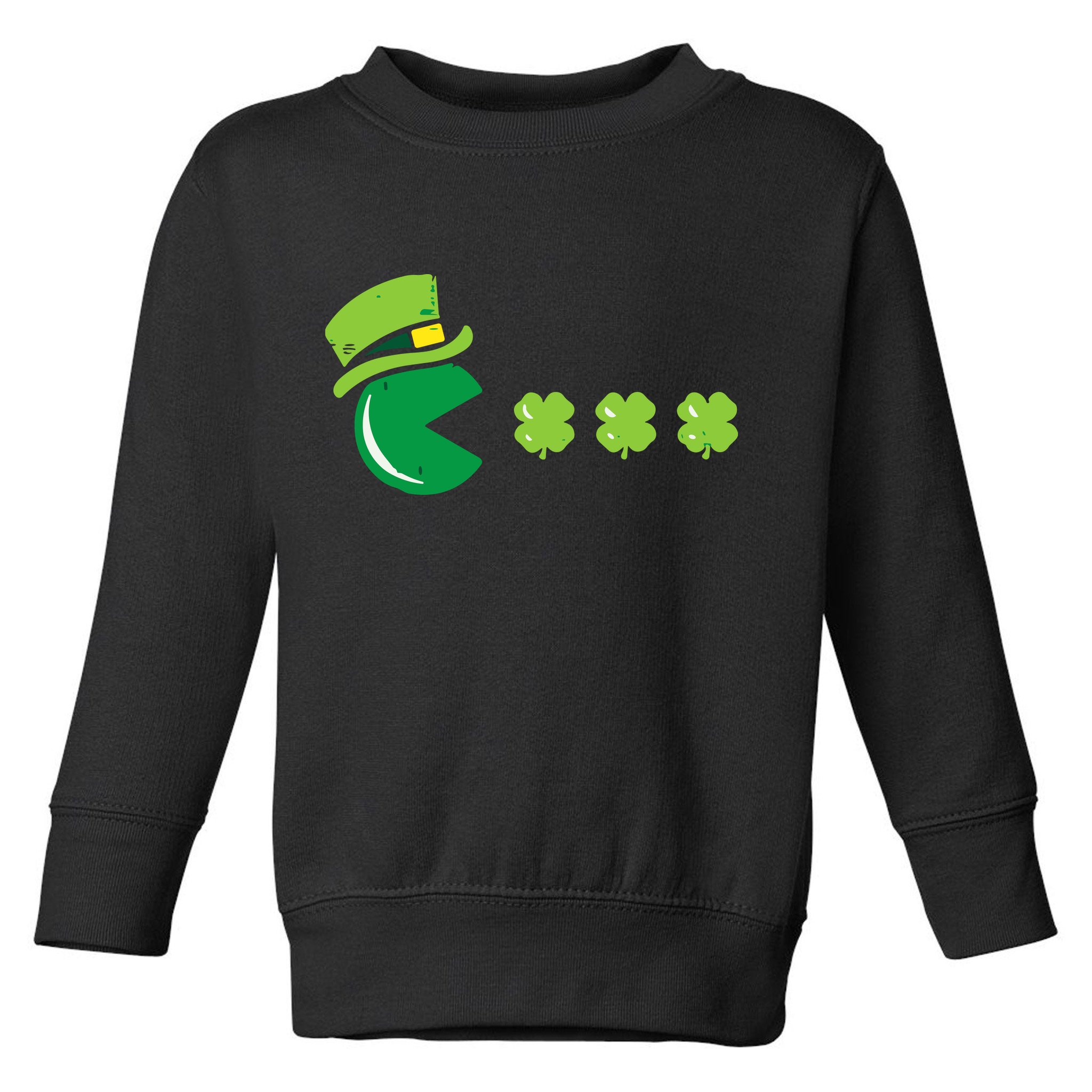 St Patricks Day Eating Shamrock Retro Gamer Toddler Sweatshirt