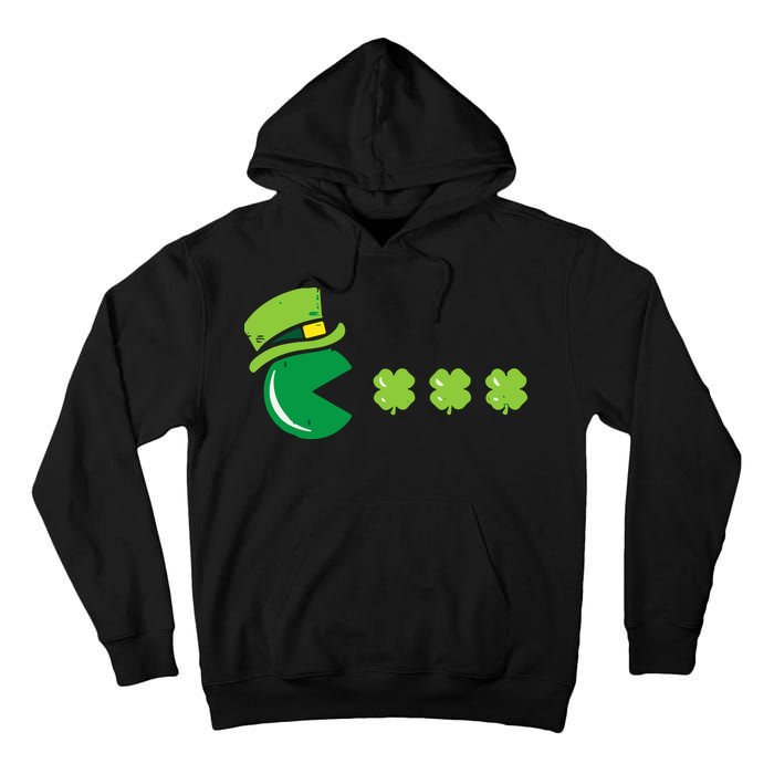 St Patricks Day Eating Shamrock Retro Gamer Tall Hoodie