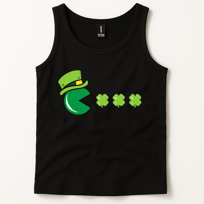 St Patricks Day Eating Shamrock Retro Gamer Tank Top