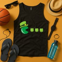 St Patricks Day Eating Shamrock Retro Gamer Tank Top