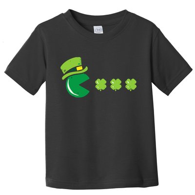 St Patricks Day Eating Shamrock Retro Gamer Toddler T-Shirt