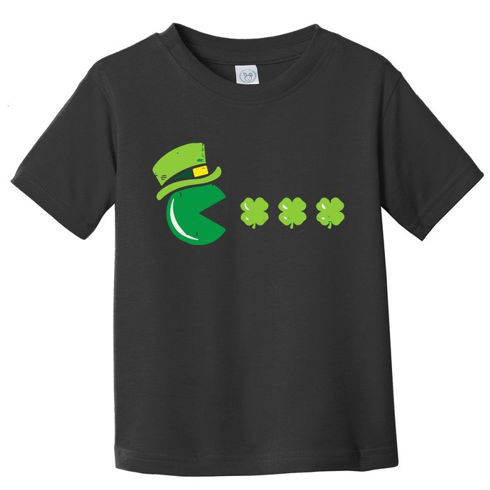 St Patricks Day Eating Shamrock Retro Gamer Toddler T-Shirt