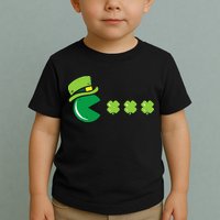 St Patricks Day Eating Shamrock Retro Gamer Toddler T-Shirt