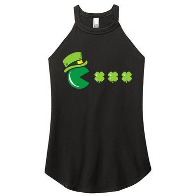 St Patricks Day Eating Shamrock Retro Gamer Women's Perfect Tri Rocker Tank
