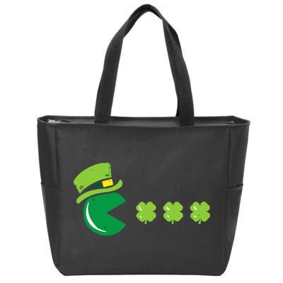 St Patricks Day Eating Shamrock Retro Gamer Zip Tote Bag