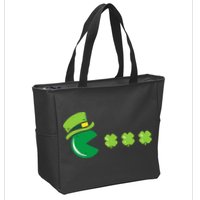 St Patricks Day Eating Shamrock Retro Gamer Zip Tote Bag