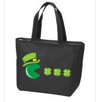 St Patricks Day Eating Shamrock Retro Gamer Zip Tote Bag