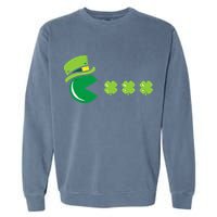 St Patricks Day Eating Shamrock Retro Gamer Garment-Dyed Sweatshirt