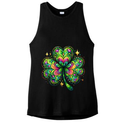 St Patricks Day Shamrock Irish Clover Ladies PosiCharge Tri-Blend Wicking Tank