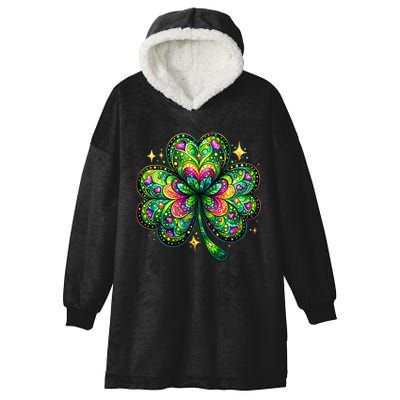 St Patricks Day Shamrock Irish Clover Hooded Wearable Blanket