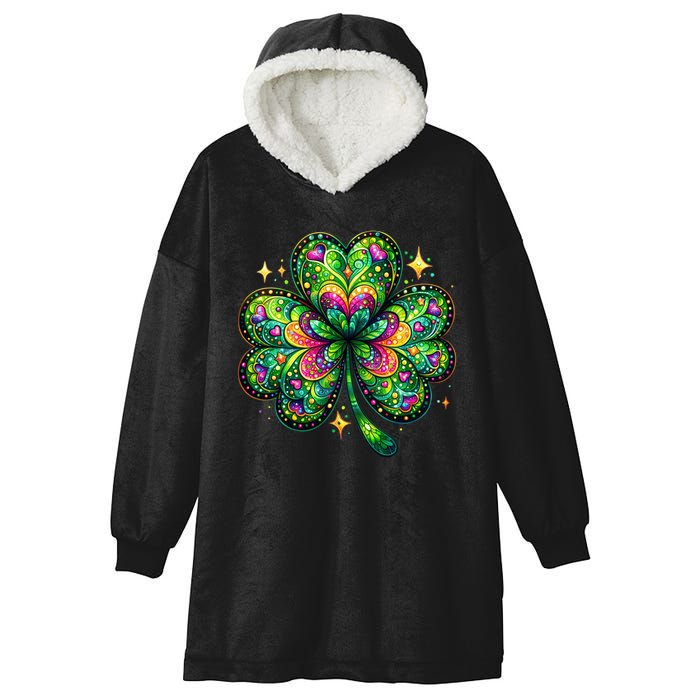 St Patricks Day Shamrock Irish Clover Hooded Wearable Blanket