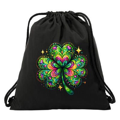 St Patricks Day Shamrock Irish Clover Drawstring Bag