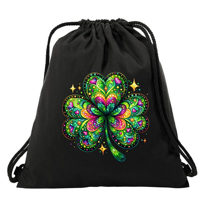 St Patricks Day Shamrock Irish Clover Drawstring Bag