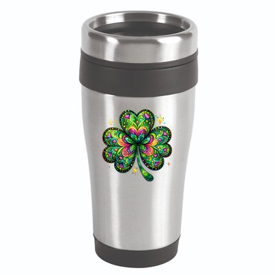 St Patricks Day Shamrock Irish Clover 16oz Travel Tumbler