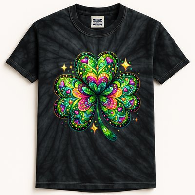 St Patricks Day Shamrock Irish Clover Kids Tie-Dye T-Shirt