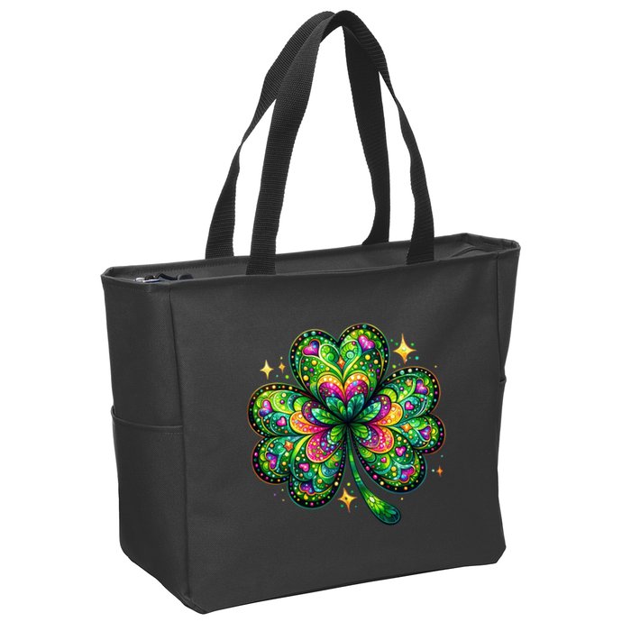 St Patricks Day Shamrock Irish Clover Zip Tote Bag