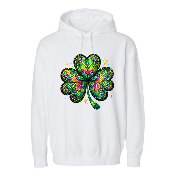 St Patricks Day Shamrock Irish Clover Garment-Dyed Fleece Hoodie