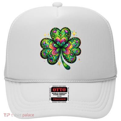 St Patricks Day Shamrock Irish Clover High Crown Mesh Back Trucker Hat