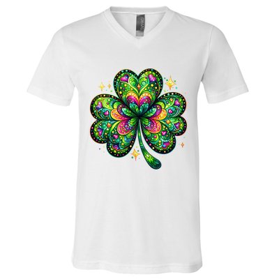 St Patricks Day Shamrock Irish Clover V-Neck T-Shirt