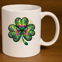 St Patricks Day Shamrock Irish Clover 11oz C Handle Ceramic Mug