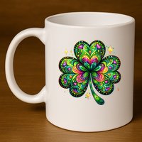 St Patricks Day Shamrock Irish Clover 11oz C Handle Ceramic Mug