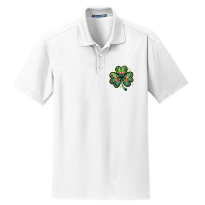 St Patricks Day Shamrock Irish Clover Dry Zone Grid Polo