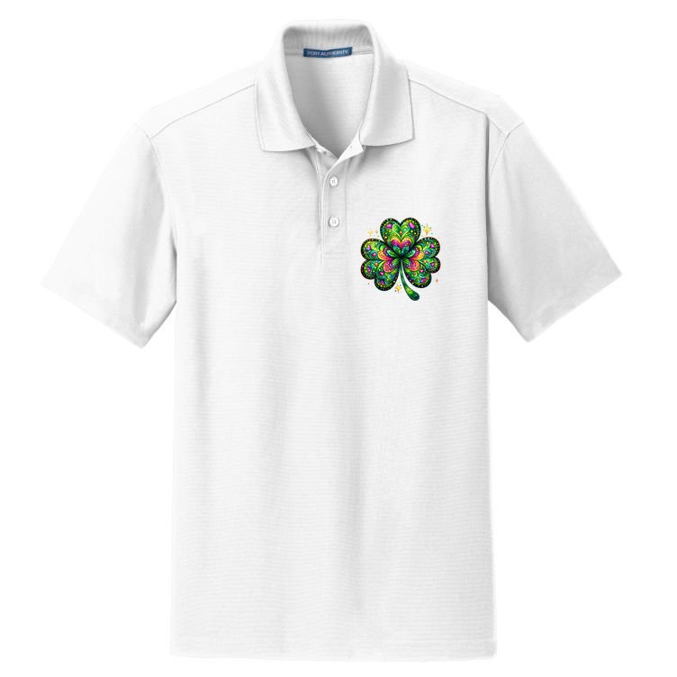 St Patricks Day Shamrock Irish Clover Dry Zone Grid Polo