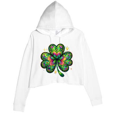 St Patricks Day Shamrock Irish Clover Crop Fleece Hoodie