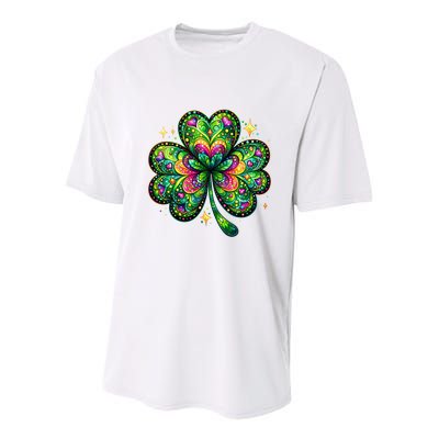 St Patricks Day Shamrock Irish Clover Youth Performance Sprint T-Shirt