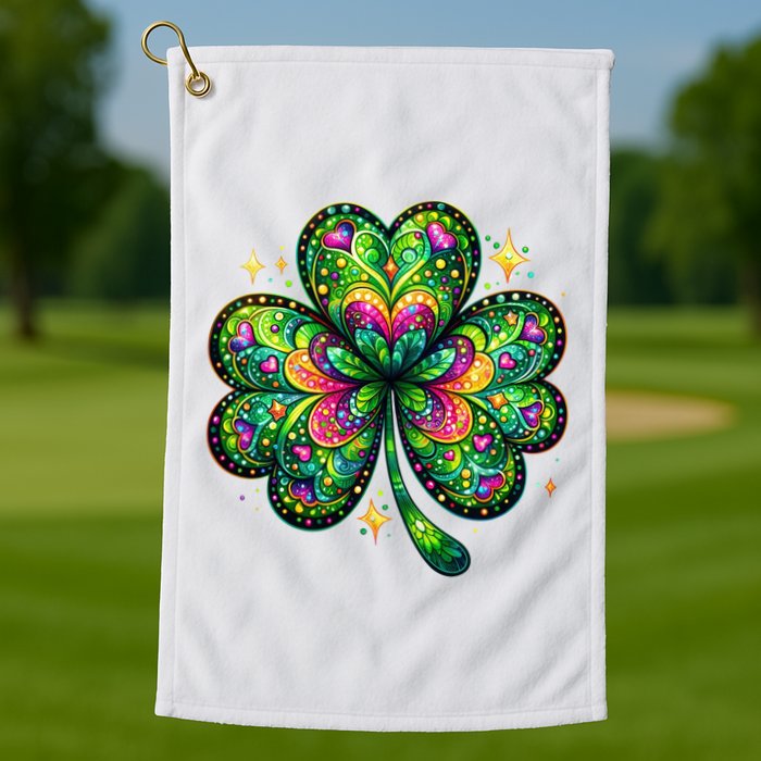 St Patricks Day Shamrock Irish Clover Golf Towel