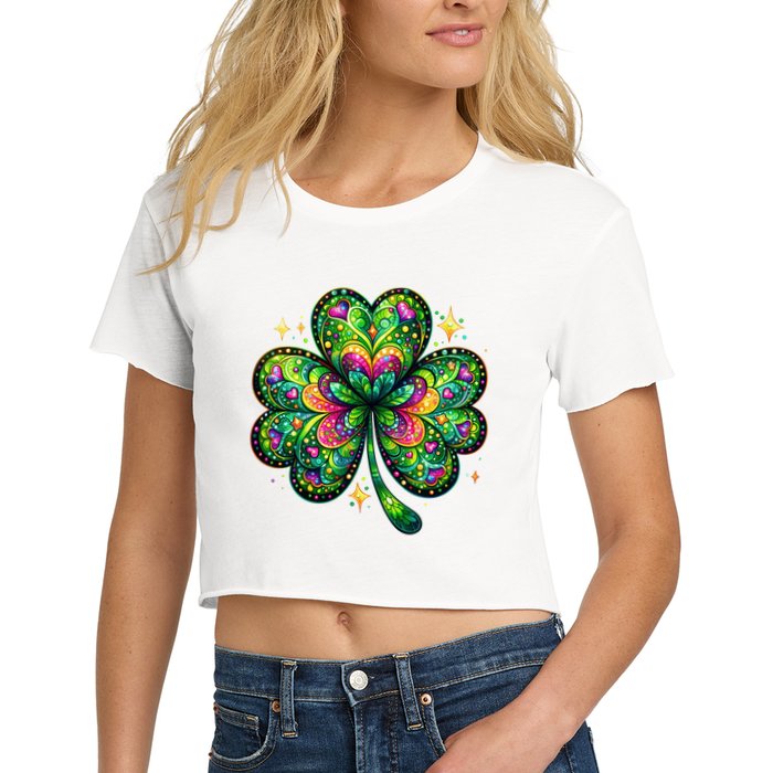 St Patricks Day Shamrock Irish Clover Crop Top