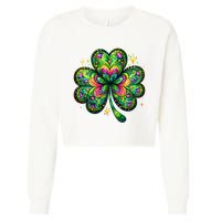 St Patricks Day Shamrock Irish Clover Cropped Pullover Crew