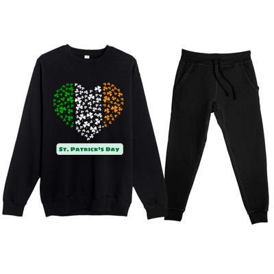 St Patrick's Day Shamrock Heart Premium Crewneck Sweatsuit Set