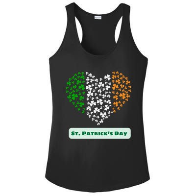 St Patrick's Day Shamrock Heart Ladies PosiCharge Competitor Racerback Tank