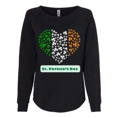 St Patrick's Day Shamrock Heart Womens California Wash Sweatshirt