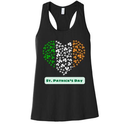 St Patrick's Day Shamrock Heart Women's Racerback Tank