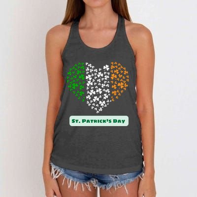 St Patrick's Day Shamrock Heart Women's Knotted Racerback Tank