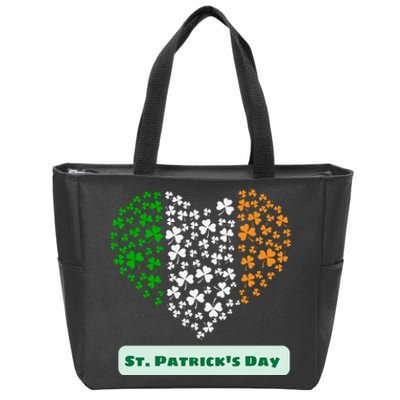 St Patrick's Day Shamrock Heart Zip Tote Bag