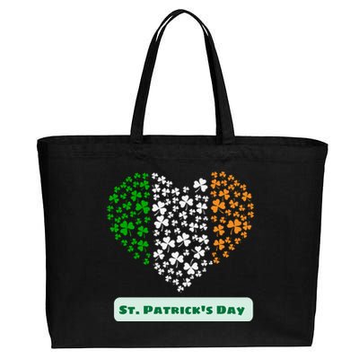 St Patrick's Day Shamrock Heart Cotton Canvas Jumbo Tote