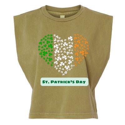 St Patrick's Day Shamrock Heart Garment-Dyed Women's Muscle Tee